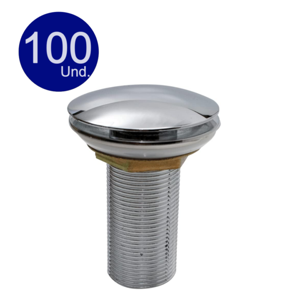 Kit 100 Unidades Válvula Ralo Click Para Banheiro Lavatório 7/8 Metal Cromado