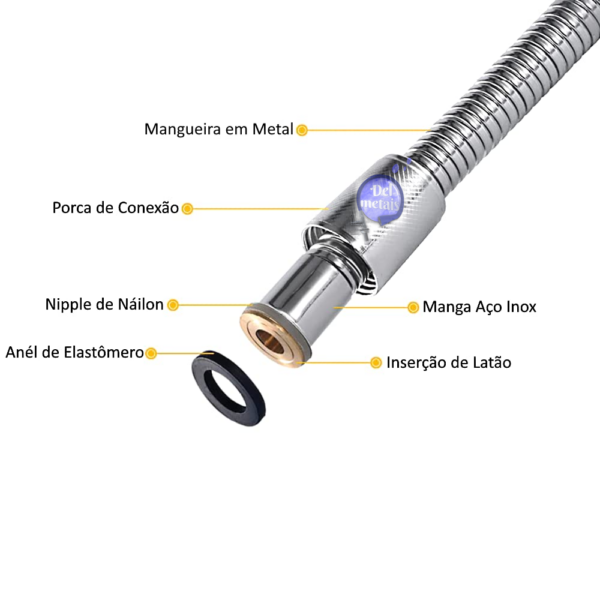 Mangueira Chuveirinho Ducha Higiênica 120 Cm Cromado CasaGrande Mundial Premium - Image 2