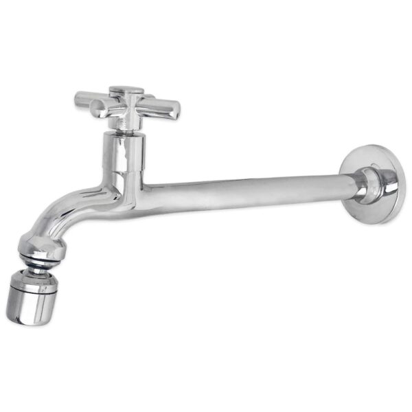 Torneira Tanque Reta Metal Bico Móvel Parede 18cm 1/4v C31  CasaGrande Mundial