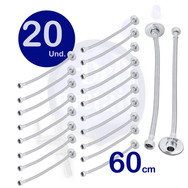 20 Unidades Engate Mangueira Flexível 60cm Completa