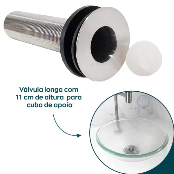 100 Unidades Válvula Escoamento Lavatório Longa  para Cuba Apoio 11cm - Image 4
