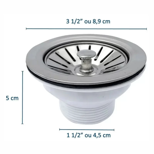 Kit com 100 Unidades Válvula para Pia de Cozinha Inox 3.1/2" - Image 2