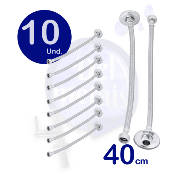 10 Engates  Flexível Trançado 60 Cm E 1/2 Em Aço Inox Kit