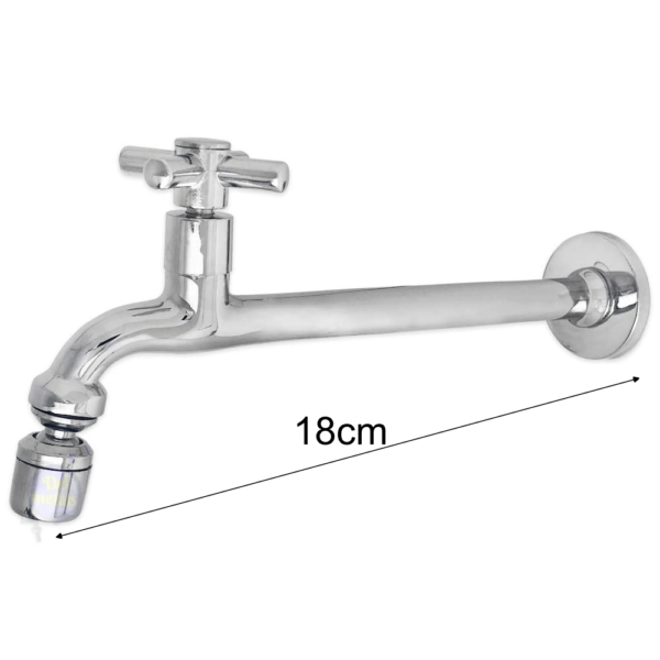 Torneira Tanque Reta Metal Bico Móvel Parede 18cm 1/4v C31  CasaGrande Mundial - Image 3
