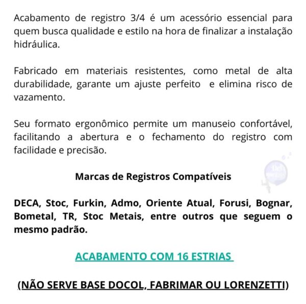 Acabamento De Registro C40 ABS Cromado Padrão Deca CasaGrande Mundial - Um Novo Conceito. - Image 4