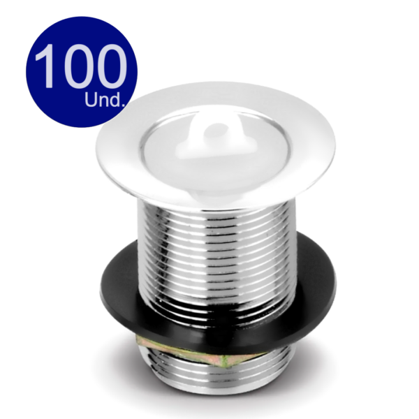 Kit com 100  Unidades Válvula Pia Tanque Lavanderia Escoamento 1.1/4'' Metal Cromado
